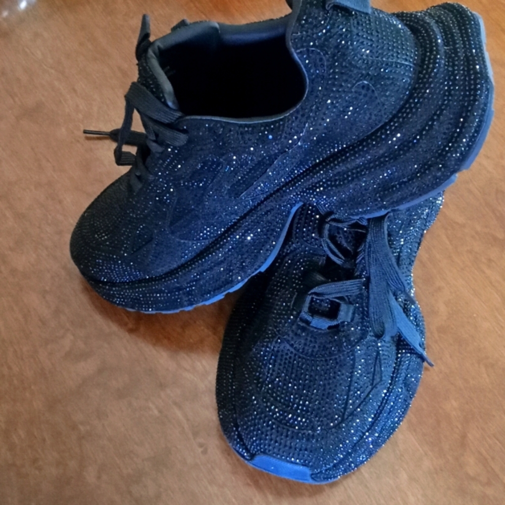 Glittery Black Kids Sneakers